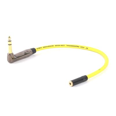 ROBAUN 1-Pc. 6.35 mm Stereo Right-Angle Plug to 3.5 mm Stereo Jack Adapter, Yellow-BK, 15 m
