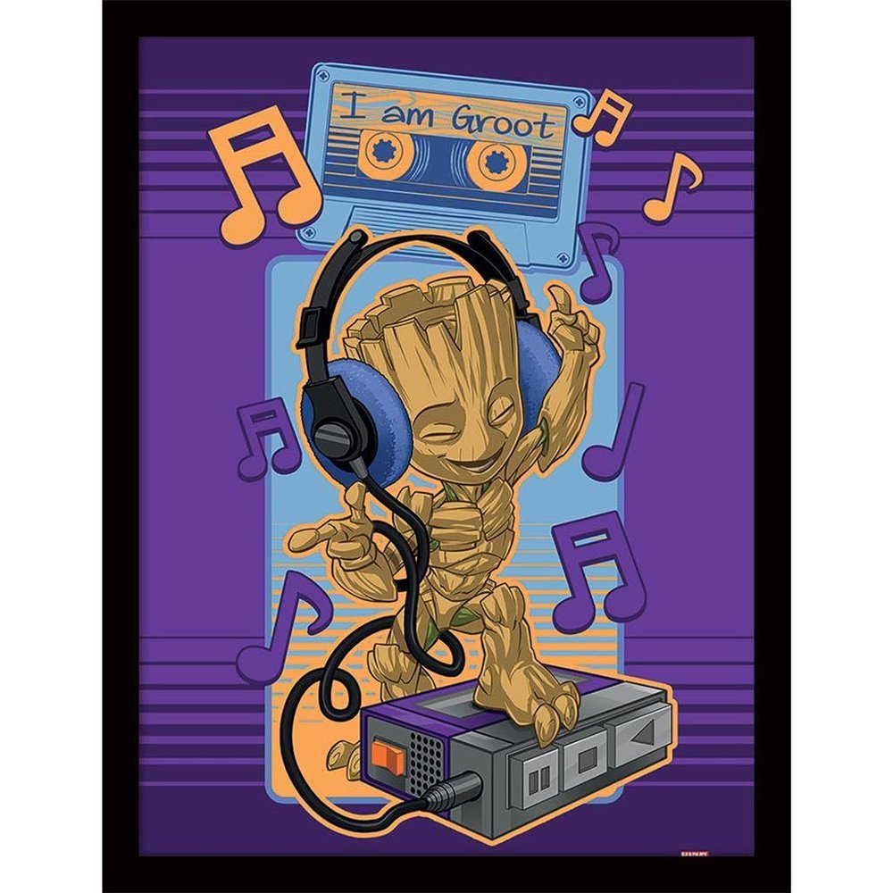 Guardians of the Galaxy - I AM GROOT Framed Poster, Light Purple/Brown/Black, 40 x 30 cm