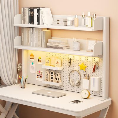 Desk Bookshelf Organizer, Metal Desktop Display Shelf with Adjustable Storage