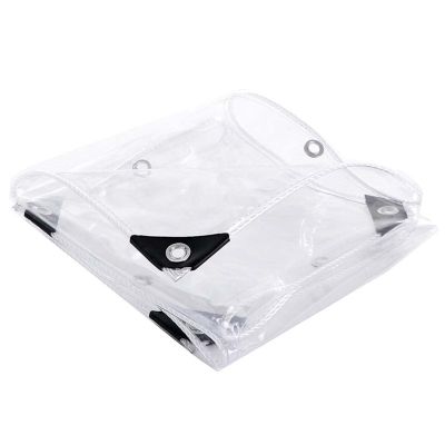 FIDSEJEONA Durable Transparent Tarp with 3 x 3 Eyelets, Waterproof Weatherproof Cover for Carports, Yards, Pools, Gazebos, Pergolas, Plant Insulation and Camping
