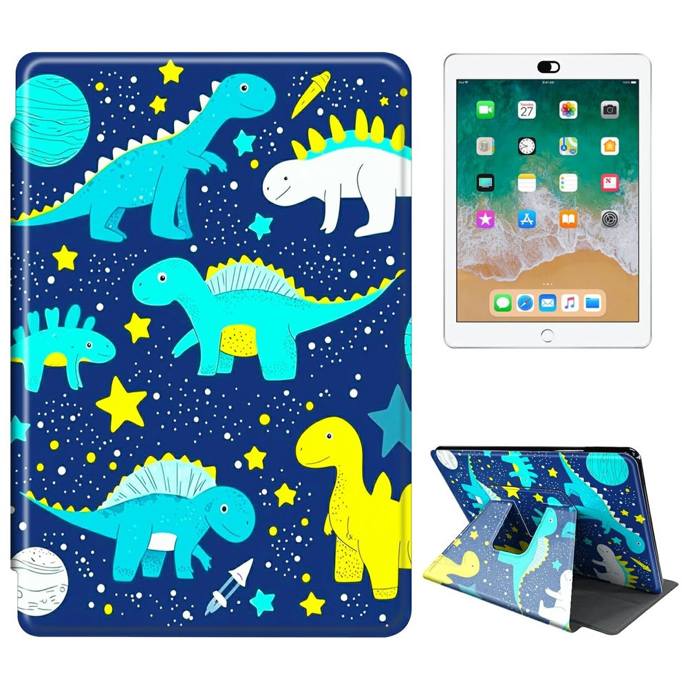 RWUTYTIUL Case for Kindle Scribe 10.2-inch (2022/2024), 360° Rotating, Shockproof, with Stand, Blue Baby Dragon