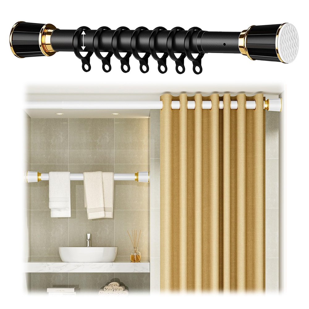 Adjustable Curtain Rod, 110–400 cm, No Drilling, Non-Slip Tension Rod, Gray, 40 x 55 cm