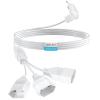 2 m 3-in-1 Euro Power Cable Extension, 1 Plug to 3 Sockets, 0.75 mm, Max. 2.5 A/250 V, White view 1