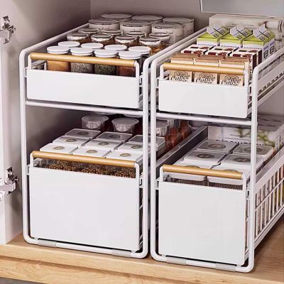 Under-Sink Storage 2-Pack, 2-Tier Pull-Out Organizers, White