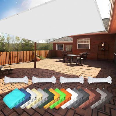 Rectangular Shade Sail 1 x 6 m, Privacy, Sun and Wind Protection, 98% UV Block, White
