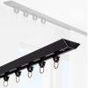 Adhesive Ceiling Curtain Track with End Caps and Hooks, Black, No Drilling view 1