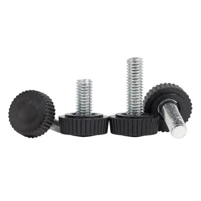 M4 M5 M6 Black Round Knurled Thumb Screws, Carbon Steel Knob, M4 x 18 mm, 14-Pack