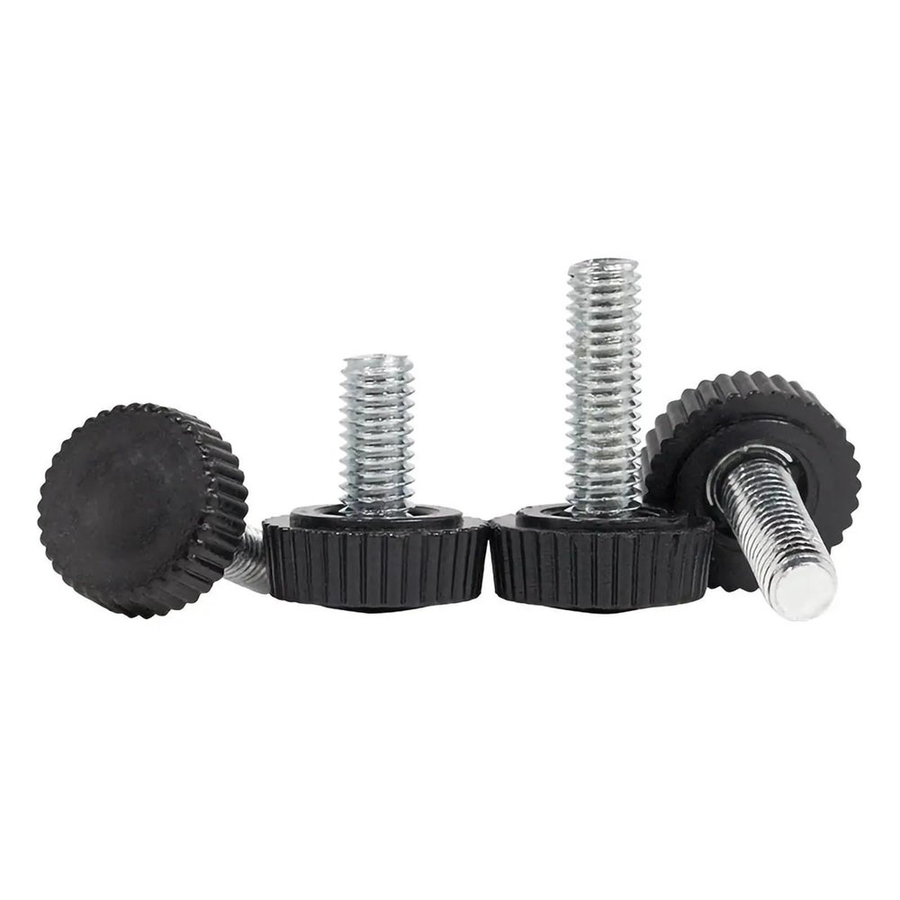 M4 M5 M6 Black Round Knurled Thumb Screws, Carbon Steel Knob, M4 x 18 mm, 14-Pack
