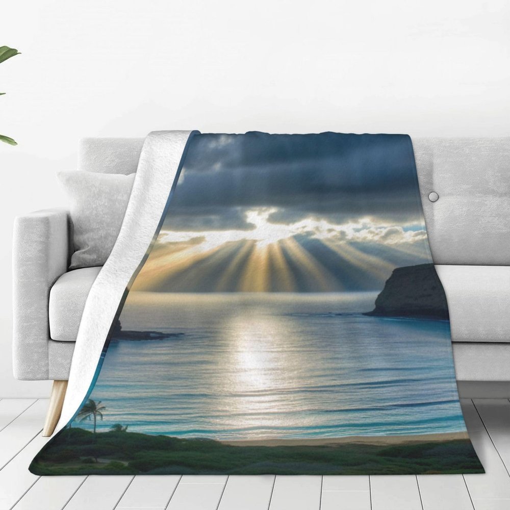 AABSTBFM Hawaii Sunbeams Printed Flannel Throw Blanket, Soft Warm Microfiber, 76 x 102 cm