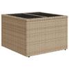 WKIEQACO Outdoor Garden Table with Glass Top, Beige, 55 x 55 x 37 cm, Polyrattan view 2