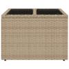 WKIEQACO Outdoor Garden Table with Glass Top, Beige, 55 x 55 x 37 cm, Polyrattan view 4
