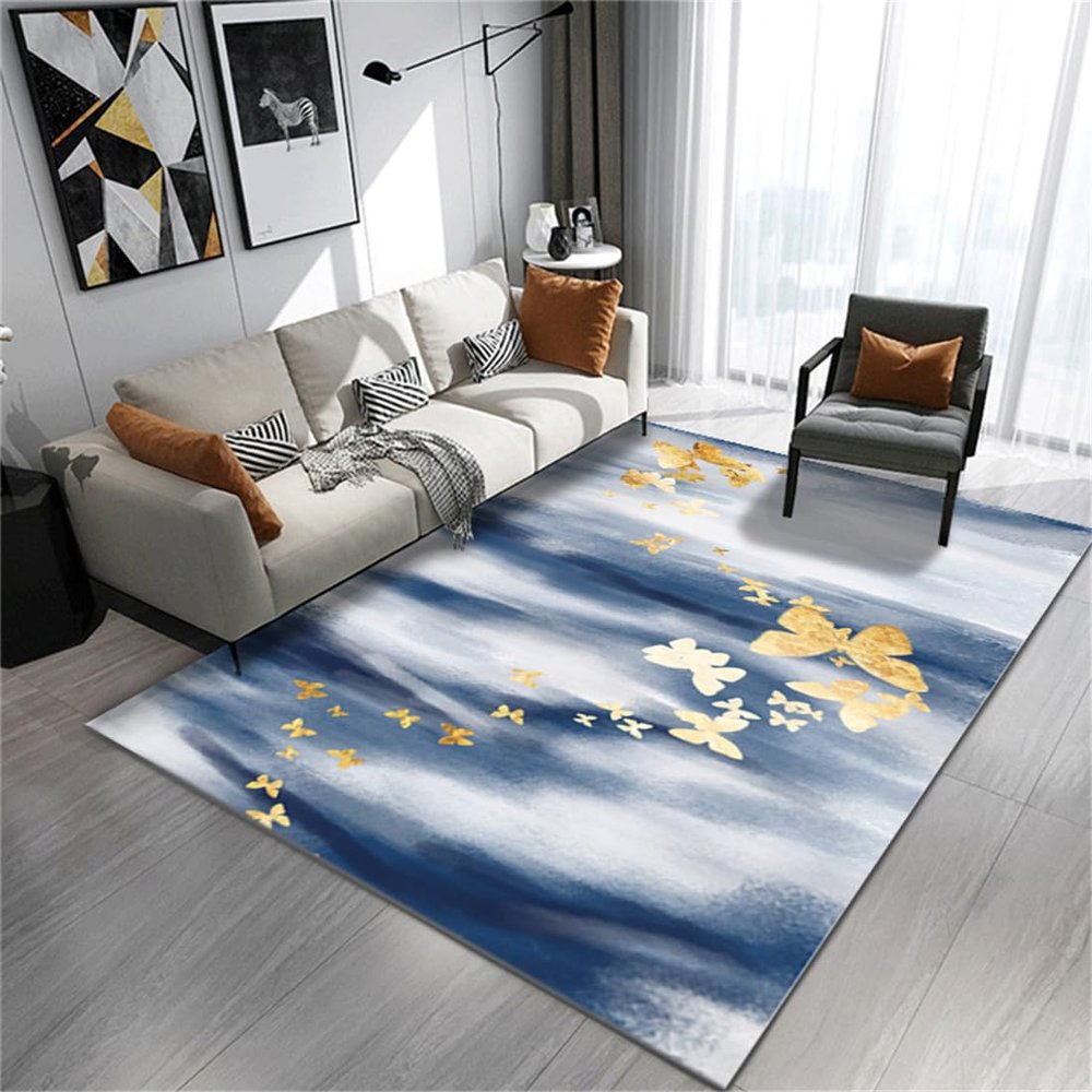 RUGMRZ Blue Geometric Crystal Velvet Rug, 80 x 160 cm
