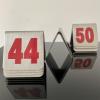ROFBIHG 10-Piece Stackable Tent-Style Table Numbers (1–100) for Restaurants, Double-Sided Reception Number Signs, Stainless Steel Metal Table Number Stands, 5 x 5 cm (Red, 1–60) view 2
