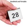 ROFBIHG 10-Piece Stackable Tent-Style Table Numbers (1–100) for Restaurants, Double-Sided Reception Number Signs, Stainless Steel Metal Table Number Stands, 5 x 5 cm (Red, 1–60) view 3