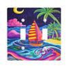 Tropical Night Ocean Waves Double Toggle Switch and Outlet Cover view 1
