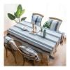 Stfery Washable Striped Tablecloth, Dark Blue, 60 x 60 cm, Linen Look with Tassels view 1