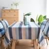 Stfery Washable Striped Tablecloth, Dark Blue, 60 x 60 cm, Linen Look with Tassels view 2