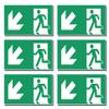 Stickers: 50 x 100 mm, 6 pcs. - Escape Route/Emergency Exit, Down-Left Arrow - E001/E002 - Green/White view 1