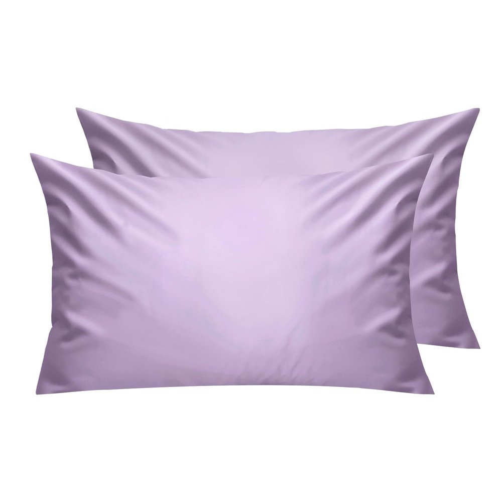 Lirex Pillowcases, 2-Pack, 300 Thread Count, 100% Cotton, Comfortable and Breathable, 40 x 60 cm, Purple