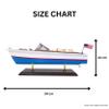 Handcrafted Classic Wooden Speedboat Model Vintage Luxury Collectible with Detailed Brass Accents, American Flag, and Elegant Display Stand Perfect for Nautical view 3