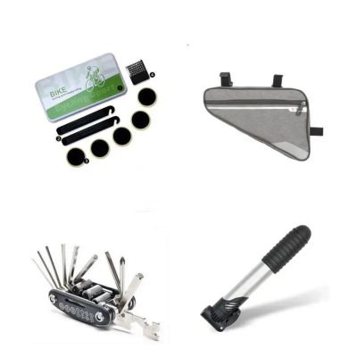16-in-1 Bicycle Repair Tool Set with Triangle Bag, Screwdriver and Tire Pump, 4-Piece Set B