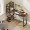 VBChome MAX Desk with Shelves, Rustic Wood Look, Black, 120 x 44 x 120 cm view 2