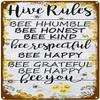 Hive Rules Vintage Metal Sign – Bee Humble, Bee Honest, Bee Kind view 1