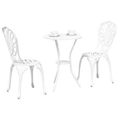 vidaXL 3-Piece Garden Bistro Set White Aluminum