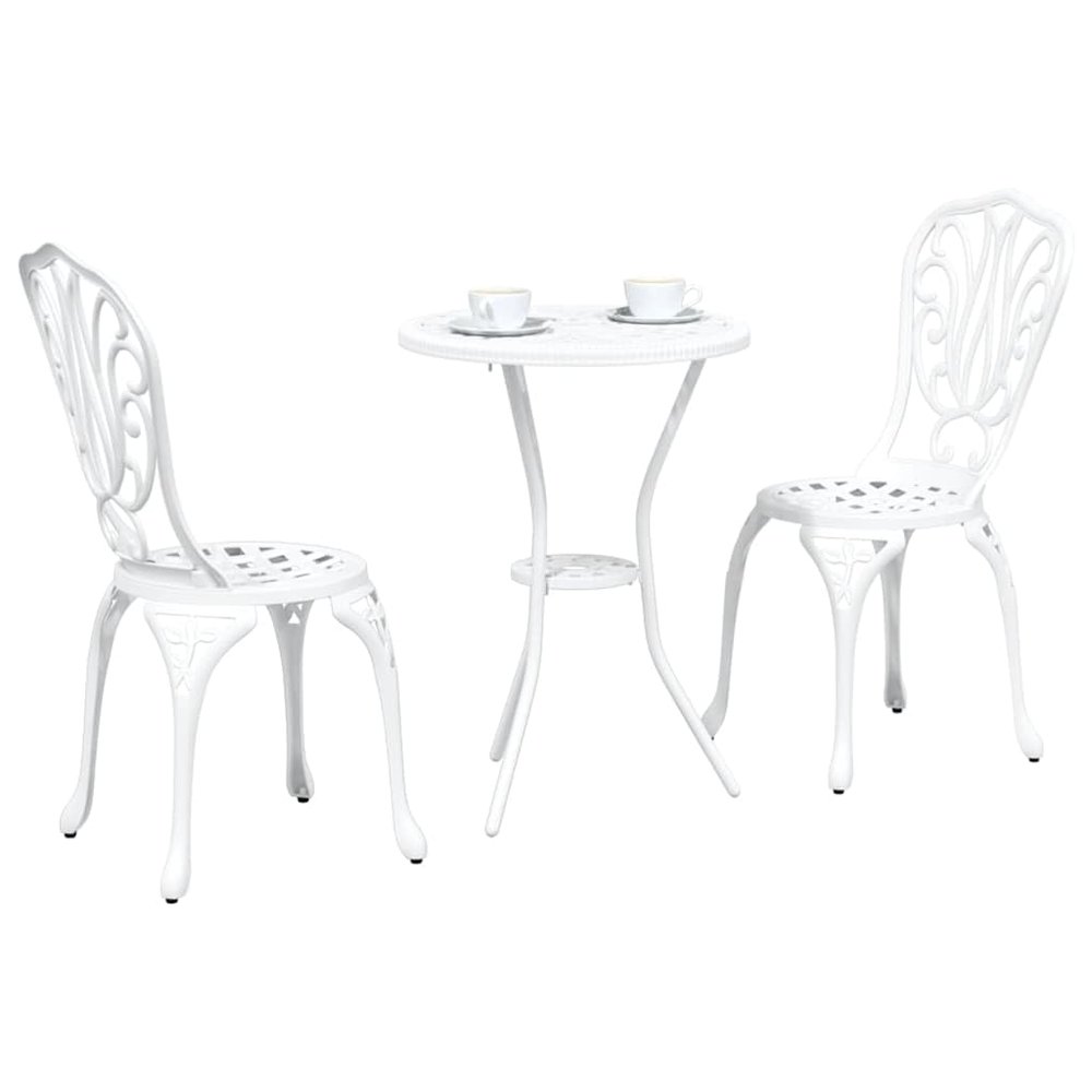 vidaXL 3-Piece Garden Bistro Set White Aluminum
