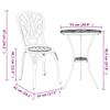 vidaXL 3-Piece Garden Bistro Set White Aluminum view 3