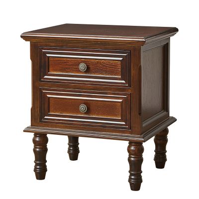 Mid-Century Vintage Wooden Nightstand with 2 Drawers