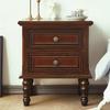 Mid-Century Vintage Wooden Nightstand with 2 Drawers view 2
