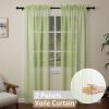 Pacok Voile Curtains, 90 in, 2 Panels, Rod Pocket, 56 x 90 in, Green view 3