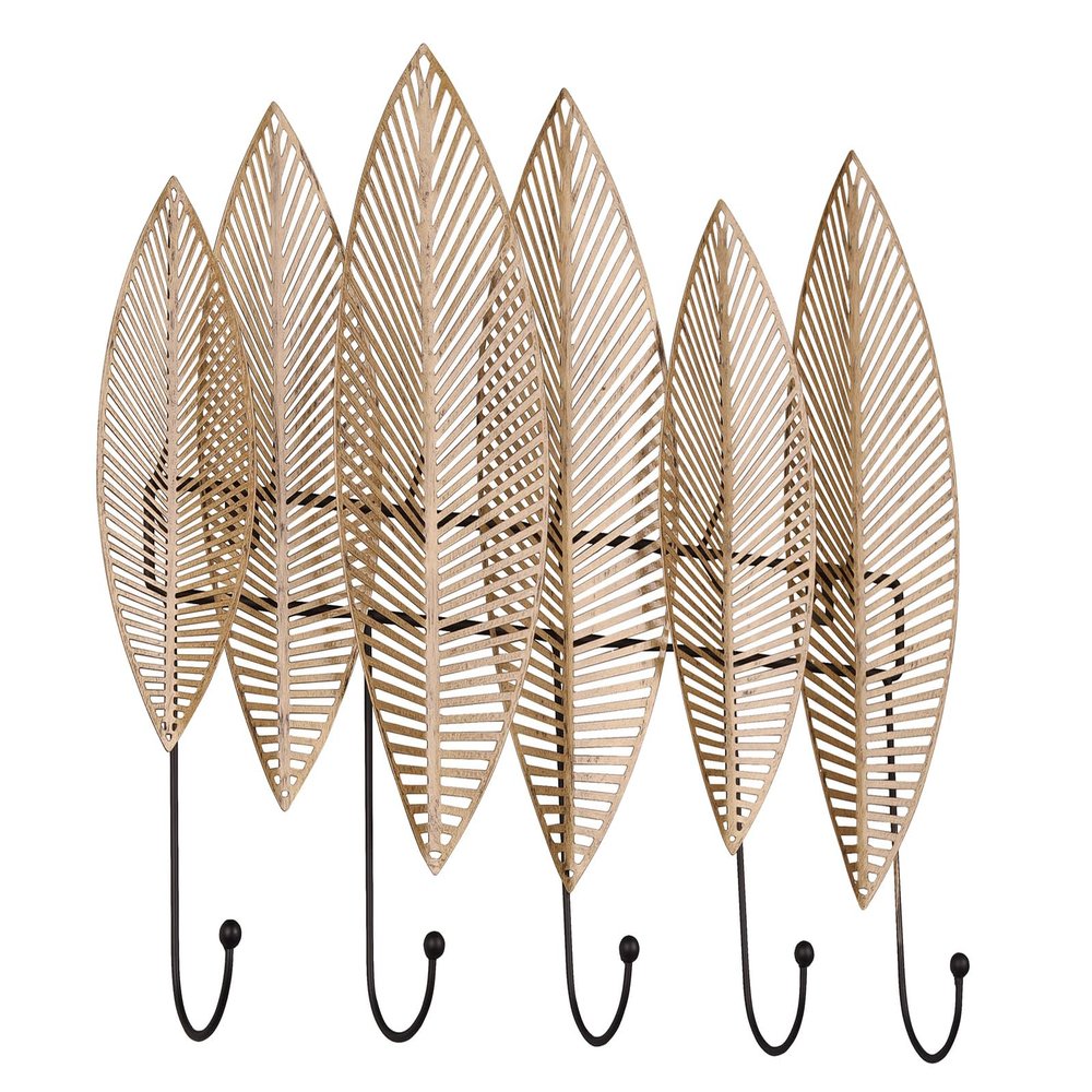 ALMA Metal Wall-Mounted Coat Rack in Black and Gold, 35 cm Wide