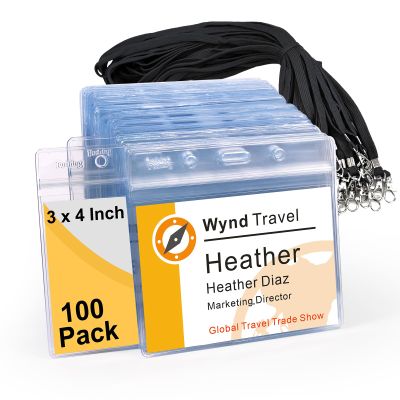100 Black Badge Holders with Lanyards