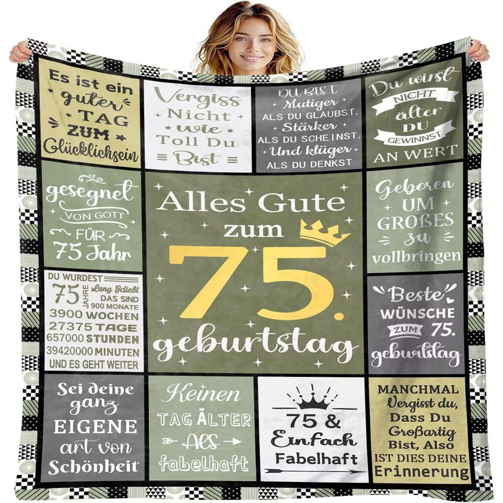 75th Birthday Throw Blanket for Women and Men
