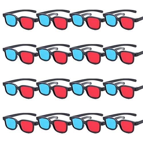 Red-Blue 3D Glasses for Movies, Games & Images, 16-Pack