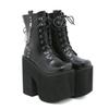 Women's Gothic Platform Ankle Boots with Buckles and Side Zipper view 1
