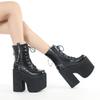 Women's Gothic Platform Ankle Boots with Buckles and Side Zipper view 2