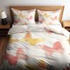 Beige 3-Piece Bedding Set, 200 x 200 cm, Watercolor Butterfly Design view 2