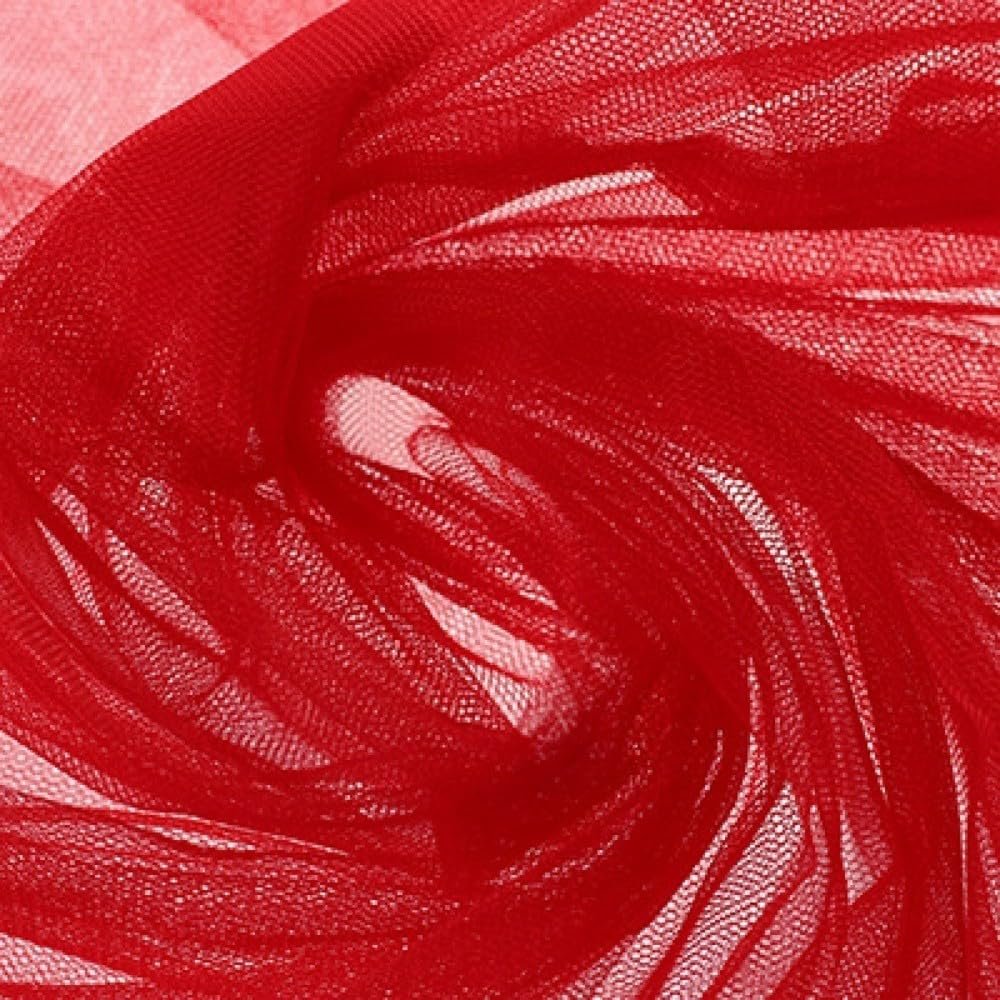 Duories 500 cm x 230 cm Extra-Wide Soft Tulle Mesh Fabric, Red