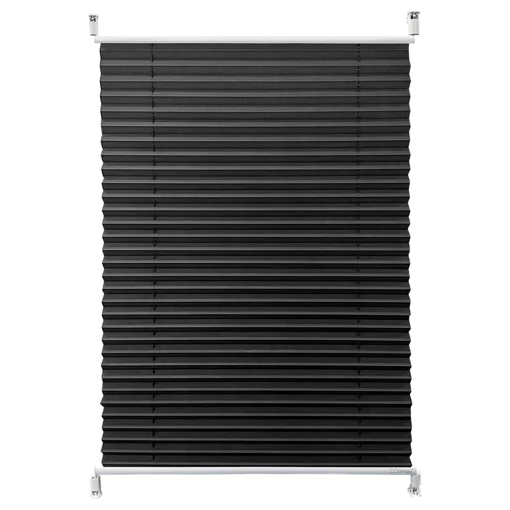 Klemmfix Plain Pleated Blind, Anthracite, Smooth Fabric, No Drilling, 90 x 130 cm