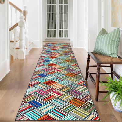 Long Hallway Runner Rug 60 x 500 cm, Low-Pile Washable Kitchen Runner