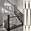 Indoor/Outdoor Stair Railing Metal Baluster Spindles, Modern Square Black-and-Gold Railing for Interior and Deck Stairs view 1