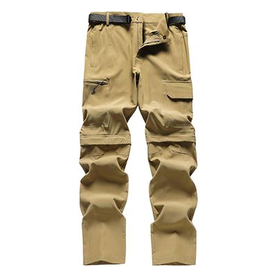 Foweknow Men's Zip-Off Trekking Pants, Waterproof Quick-Dry Softshell Outdoor Shorts