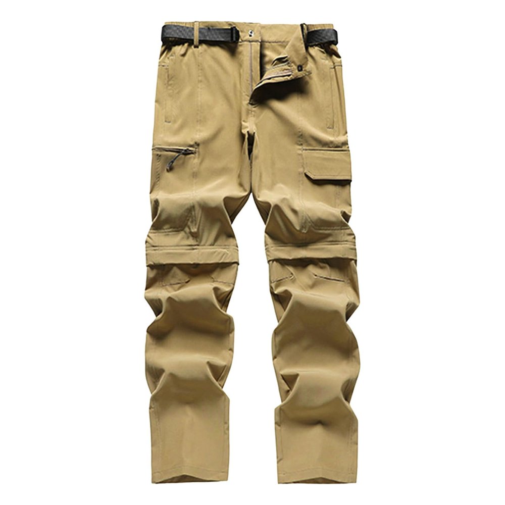 Foweknow Men's Zip-Off Trekking Pants, Waterproof Quick-Dry Softshell Outdoor Shorts