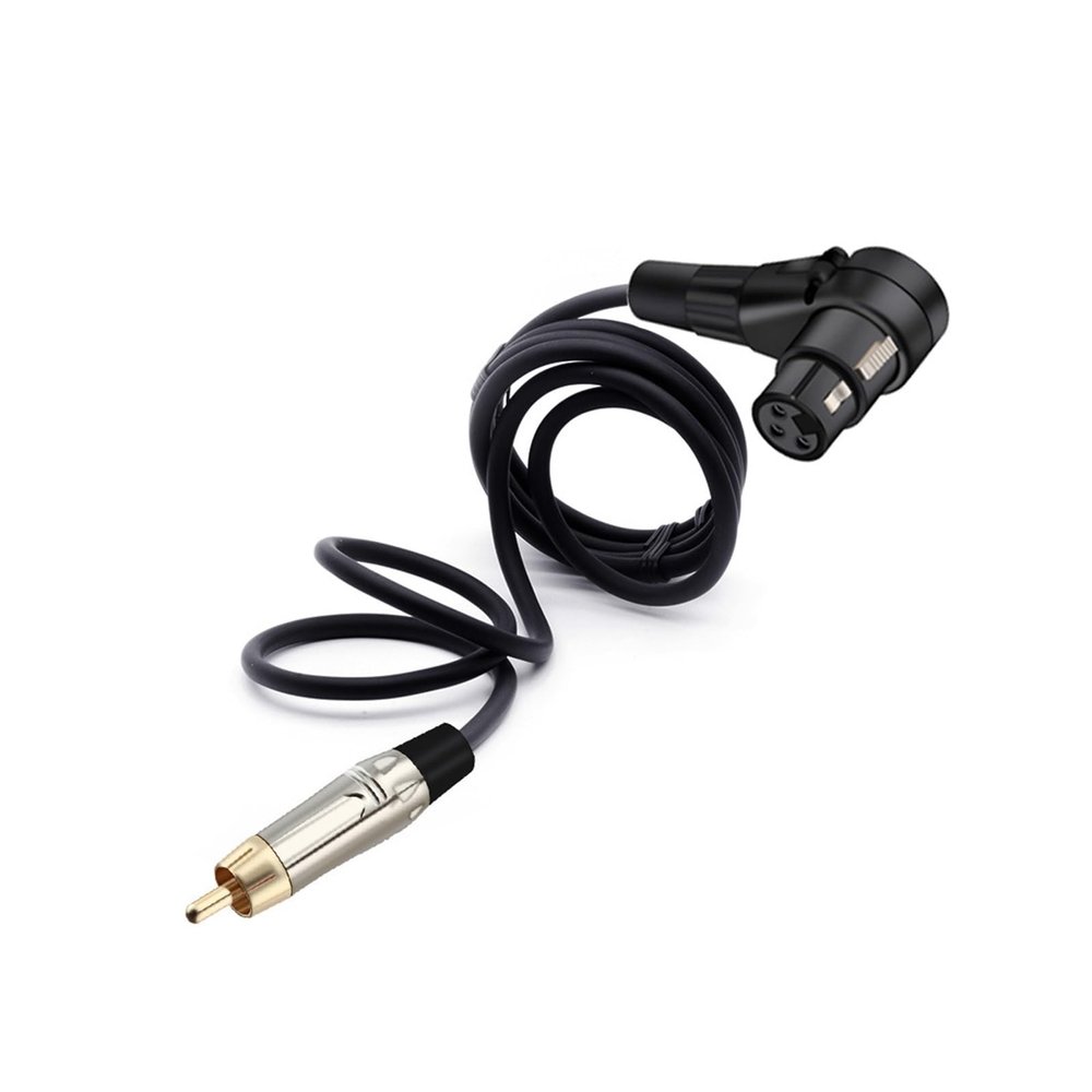 ROBAUN Male Jack Plug to 3-Pin Female Connector, 90-Degree Right-Angle, M/F Microphone Audio Cable, Silver Red, 2.9 m