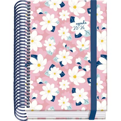 Dohe School Planner 2025–2026 – One Day per Page, A6 (12 x 17 cm), Spanish and English, September to June, Spiral Binding and Elastic Band, Hardcover, 4 Sticker Pages – PRIME Camomille