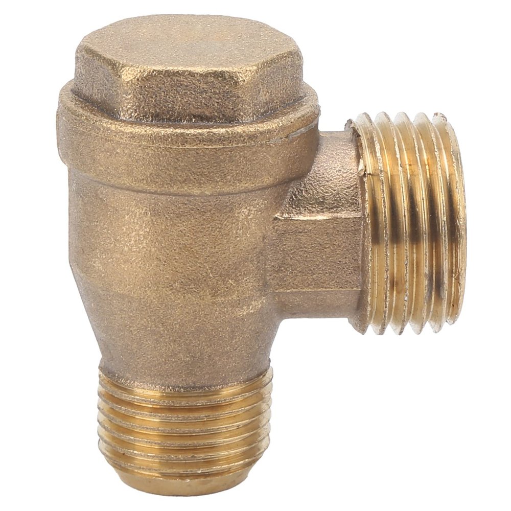 Akozon 2-Way 1/2 x 3/8 Brass Pneumatic Check Valve for Air Compressors