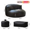 Navy Blue Faux Leather Bean Bag Sofa Set with Filler, Corner Pouf, Ottoman, and Footstool view 2